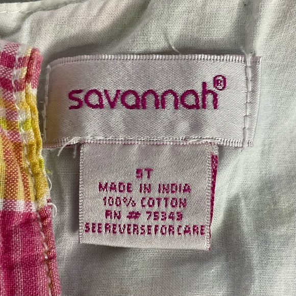 Savannah Girls Patchwork Ruffle Dress Multicolor Lined Cotton Size 5T - Picture 11 of 12